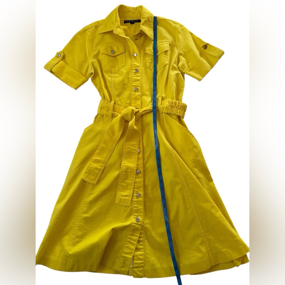 Sharagano Women’s Yellow Belted Shirt Dress Sz 6 - Picture 5 of 6